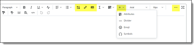 picture of New Brightspace Editor Toolbar