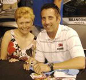 Filipowski hangs out with her favorite driver, Greg Biffle